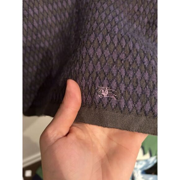 Burberry London Mens Medium Italy Purple Vest Wool Alpaca Flaws - Picture 6 of 11